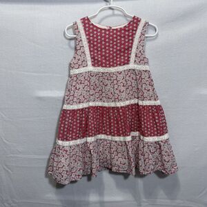 Mini Boden Red Hotchpotch Daisy Ditsy Floral Tiered Dress Girls Size 4-5Y Summer